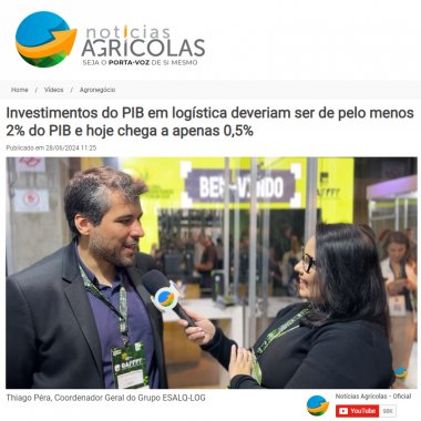 Investimentos do PIB em logística deveriam ser de pelo menos 2% do PIB e hoje chega a apenas 0,5%