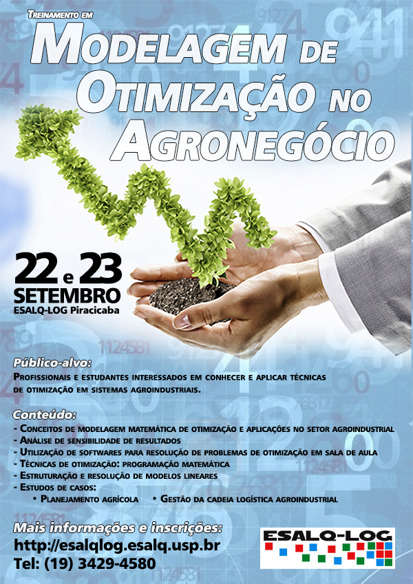 Treinamento em Modelagem de Otimização no Agronegócio acontece em setembro no ESALQ-LOG